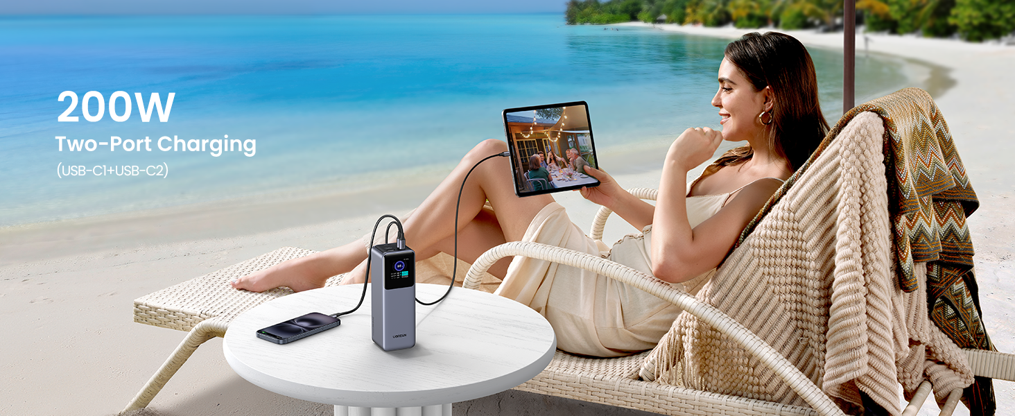 UGREEN Nexode Power Bank 25000mAh 200W PD 3.1 Laptop Portable Charger Fast Charging Smart Digital Display Battery Pack Compatible with Dell,HP,ASUS,iPad Pro,iPhone 16/15,Galaxy S24,AirPods