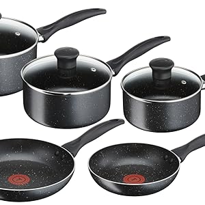 Tefal 5 Piece Origins Stone Pots and Pans set,Non Stick,Aluminium,Black,All hobs compatible excluding Induction,B461S546 Tefal 5 Piece Origins Stone Pots and Pans set,Non Stick,Aluminium,Black,All hobs compatible excluding Induction,B461S546