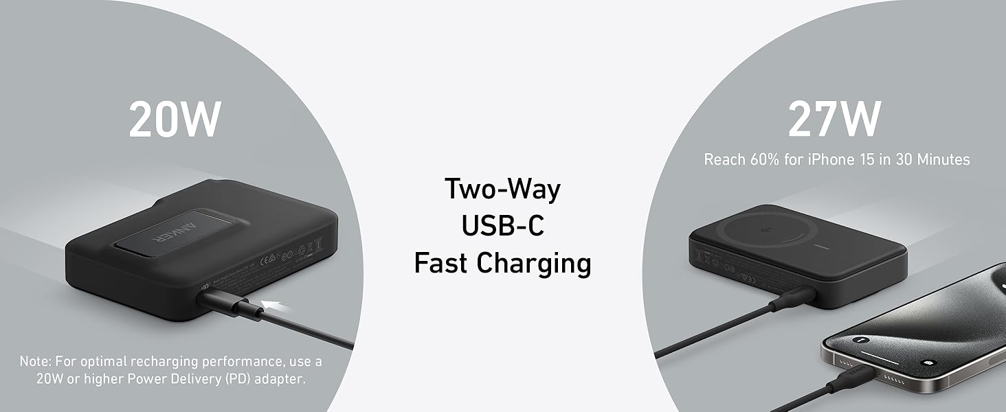 Anker MagGo Power Bank,Qi2 Certified 15W Fast MagSafe Compatible Mobile Charger,10,000mAh Battery,Smart Display & Foldable Stand,for iPhone 15/14/13/12,Includes USB-C Cable Anker MagGo Power Bank,Qi2 Certified 15W Fast MagSafe Compatible Mobile Charger,10,000mAh Battery,Smart Display & Foldable Stand,for iPhone 15/14/13/12,Includes USB-C Cable