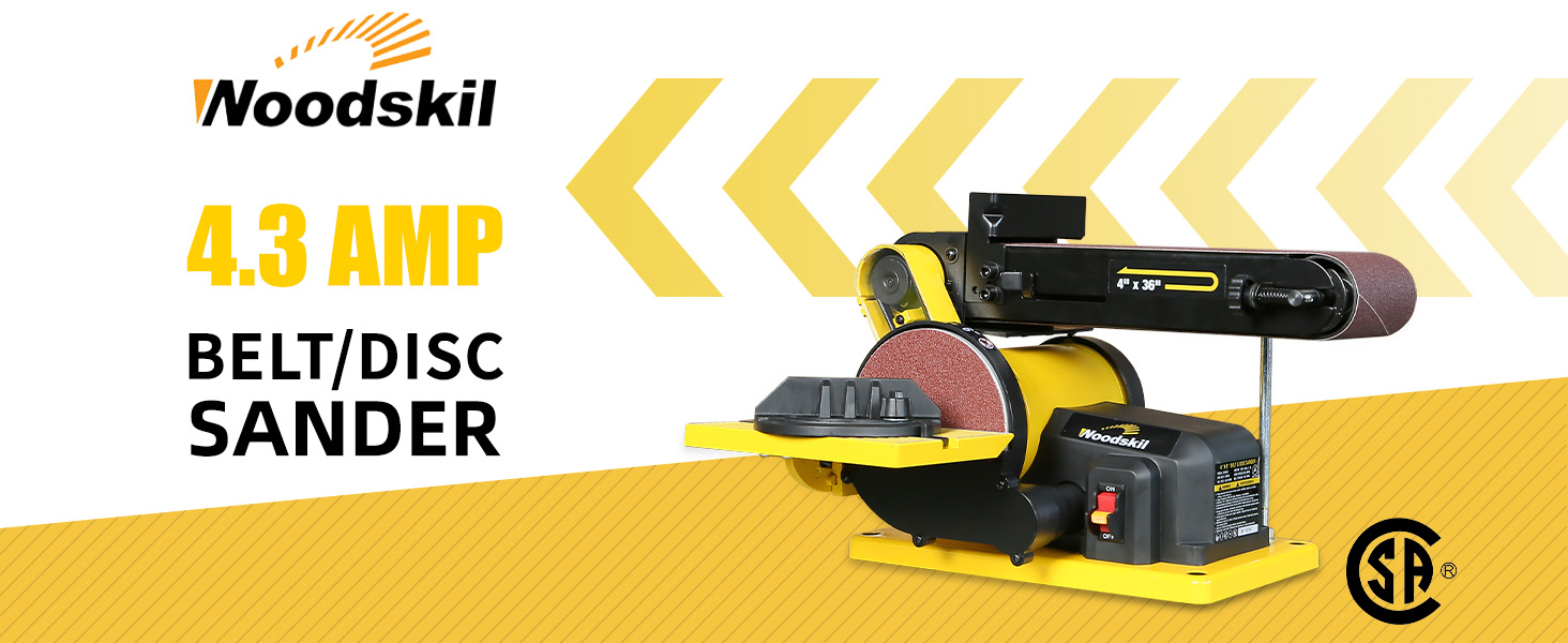 Woodskil 4.3A Belt Sander,4 x 36 in. Belt & 6 in. Disc Sander