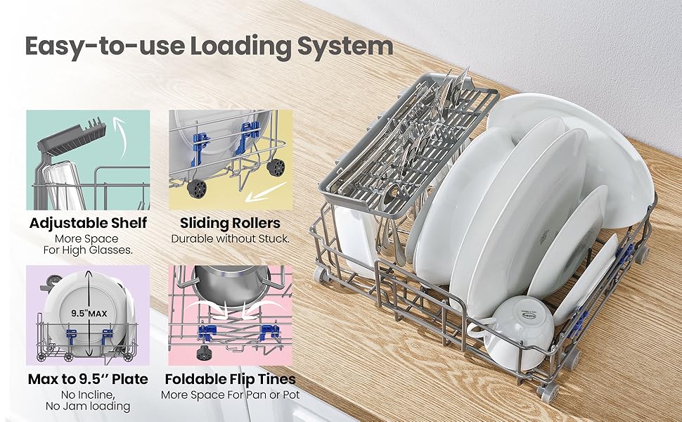 COMFEE' Mini Dishwasher Countertop with 5L Water Tank