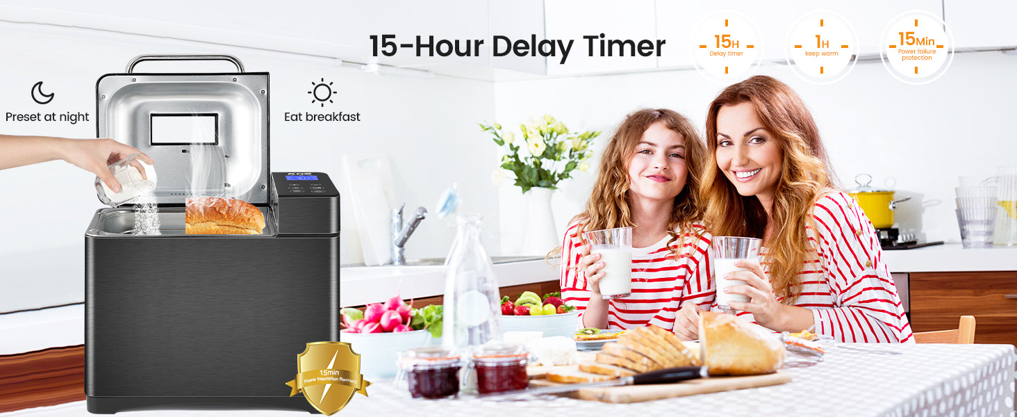 KBS 17-in-1 Stainless Steel Bread Machine with Dual Heaters KBS 17-in-1 Stainless Steel Bread Machine with Dual Heaters