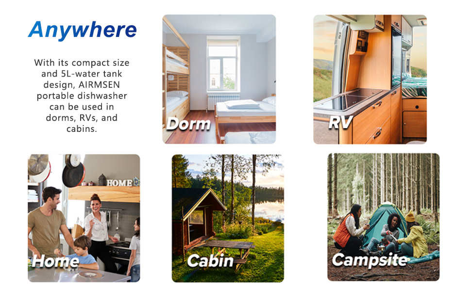 Portable Countertop Dishwasher with 5-Liter Built-In Water Tank and Air-Dry Function,5 Washing Programs