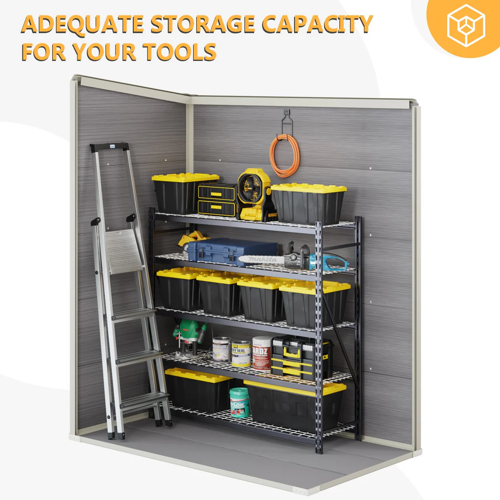 5' x 3' Resin Utility Storage Shed with Window,Grey 5' x 3' Resin Utility Storage Shed with Window,Grey