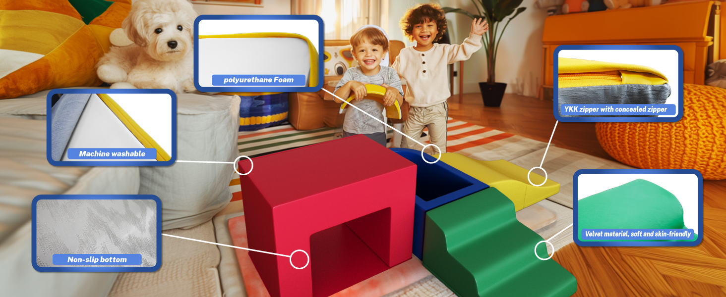 Piece PU Leather Toddler Climbing Toys Indoor,Foam Climbing Blocks for Toddlers 1-3,Soft Play Climbing for Toddlers,Climb and Crawl Foam Playset (PU Waterproof)