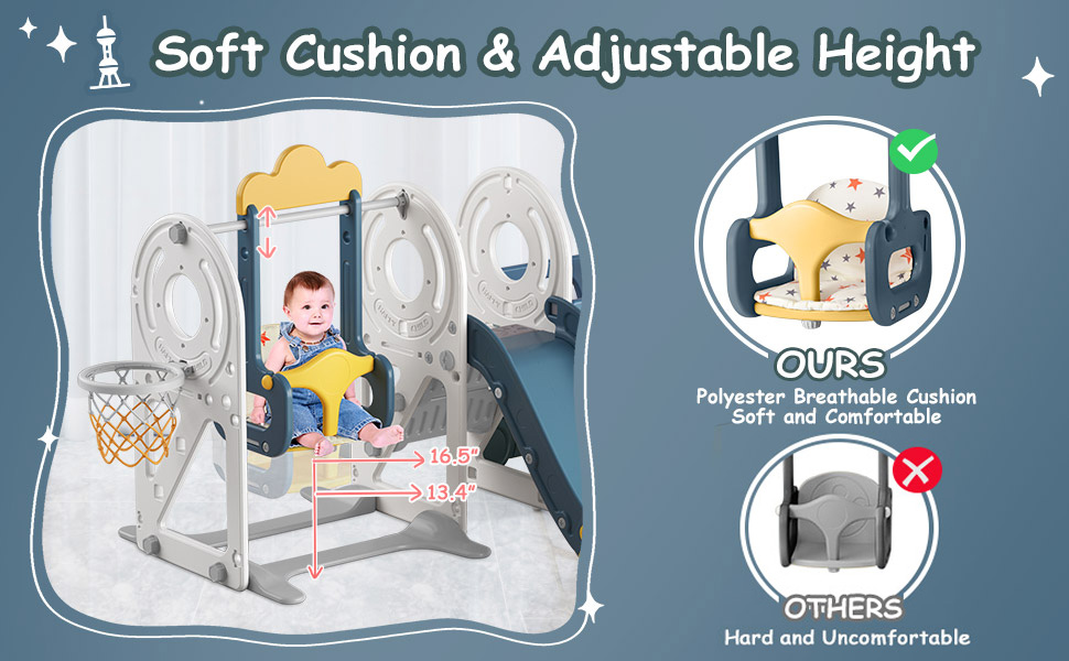 BIERUM 5 in 1 Toddler Slide and Swing Set for Toddlers Age 1-3