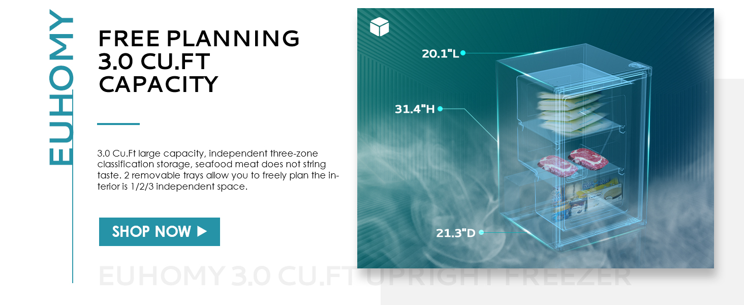 EUHOMY 3.0 Cubic Feet Single Door Compact Mini Upright Freezer EUHOMY 3.0 Cubic Feet Single Door Compact Mini Upright Freezer