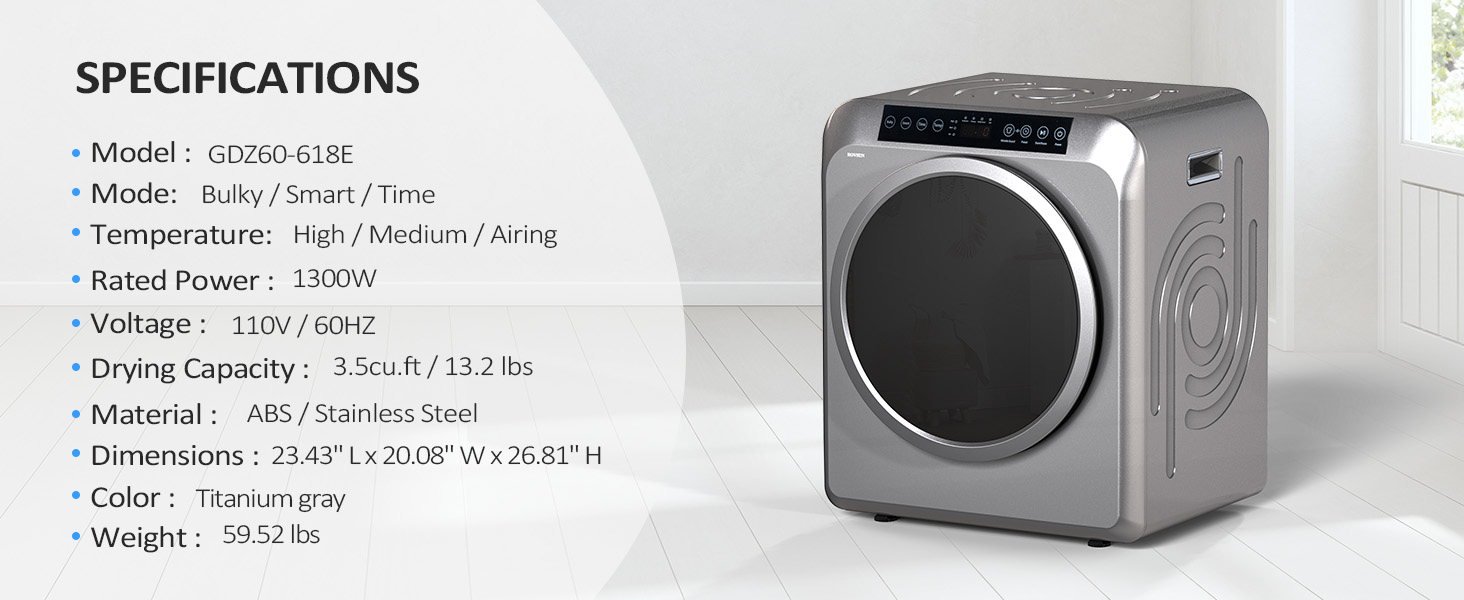 ROVSUN 13.2LB Portable Clothes Dryer,3.5 Cu.Ft Compact Dryer ROVSUN 13.2LB Portable Clothes Dryer,3.5 Cu.Ft Compact Dryer