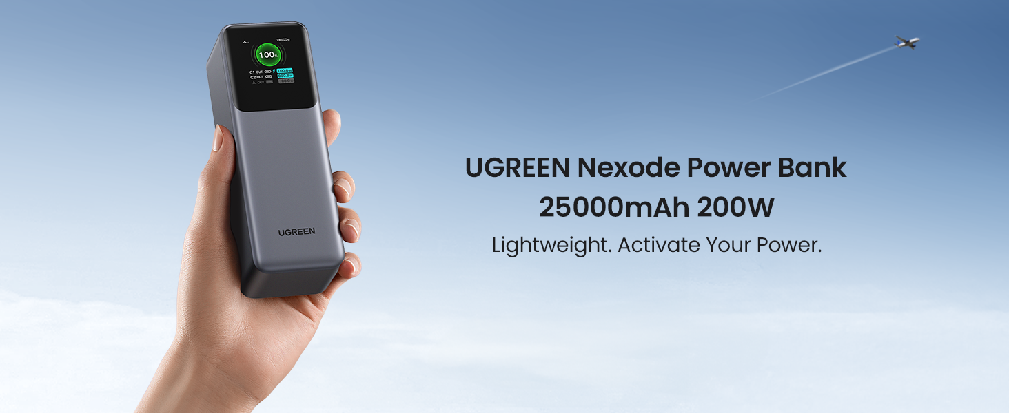UGREEN Nexode Power Bank 25000mAh 200W PD 3.1 Laptop Portable Charger Fast Charging Smart Digital Display Battery Pack Compatible with Dell,HP,ASUS,iPad Pro,iPhone 16/15,Galaxy S24,AirPods