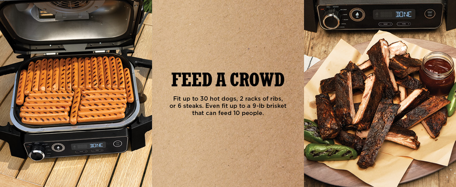 OG701 7-in-1 Outdoor Electric Grill & Smoker - Grill,BBQ,Air Fry,Bake,Roast,Dehydrate & Broil - Uses Woodfire Pellets - Portable & Weather Resistant