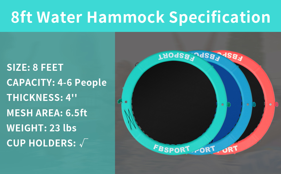 Inflatable Dock Floating Platform,8ft Inflatable Water Hammock Floating Deck for Lake W/Cupholder,Round Floating Ring Float Ring,Pool Float Raft Lounger Island Platform Pad