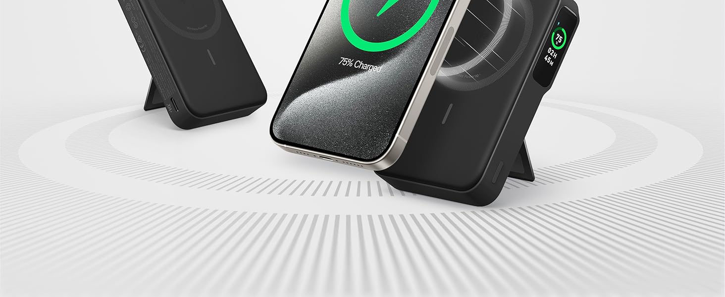 Anker MagGo Power Bank,Qi2 Certified 15W Fast MagSafe Compatible Mobile Charger,10,000mAh Battery,Smart Display & Foldable Stand,for iPhone 15/14/13/12,Includes USB-C Cable Anker MagGo Power Bank,Qi2 Certified 15W Fast MagSafe Compatible Mobile Charger,10,000mAh Battery,Smart Display & Foldable Stand,for iPhone 15/14/13/12,Includes USB-C Cable