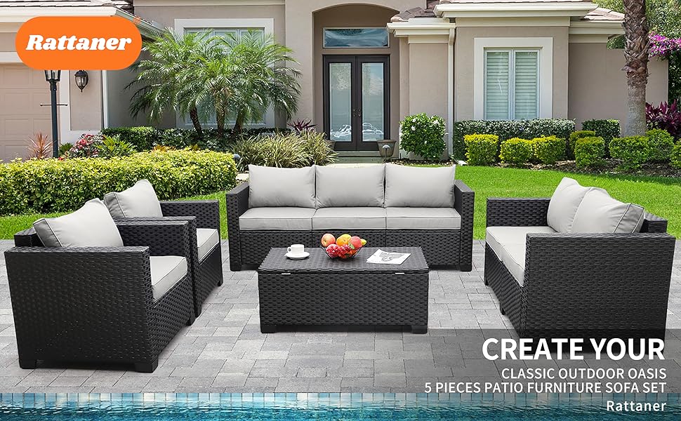 5 Piece Furniture Outdoor Sectional Cushions