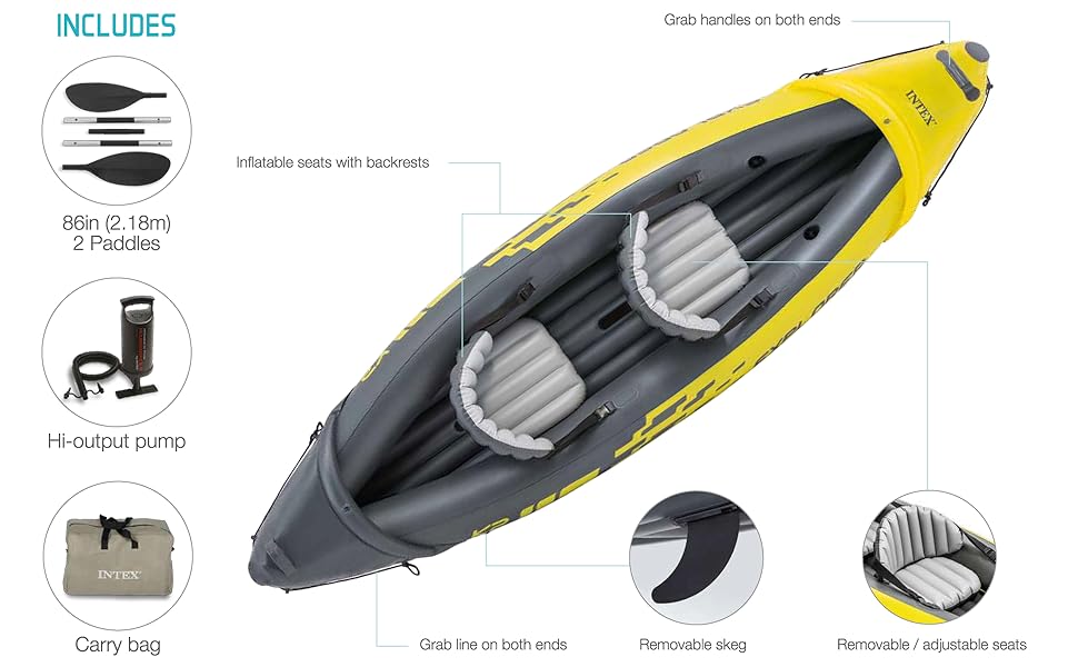 Intex Explorer K2 2 Person Inflatable Kayak Set