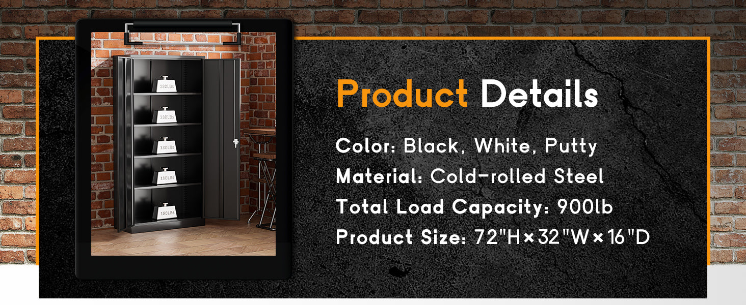 Greenvelly 72?? Black Storage Cabinet with Doors