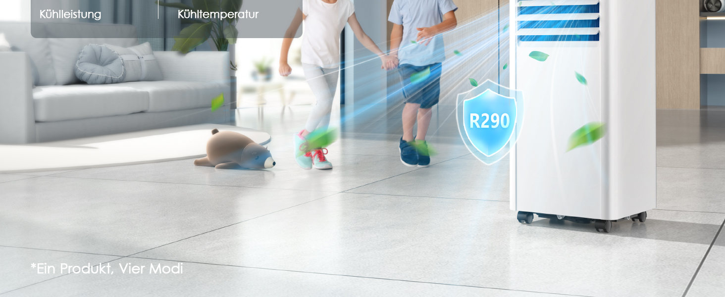 Mobile Air Conditioner with Exhaust Hose 7000 BTU 4-in-1 Mobile Air Conditioner Quiet Operation Digital Display + Remote Control Window Installation Set 24 Hour Timer for Rooms up to 20 m2