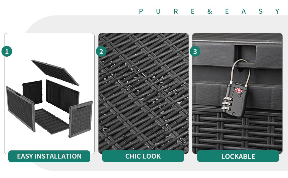 YITAHOME Garden Storage Box Waterproof,380L Large Outdoor Storage Box with Lid,Lockable Patio Deck Boxes with Handles for Garden Tools Cushion Pillows Pool Supplies,120 x 53 x 63cm,Black