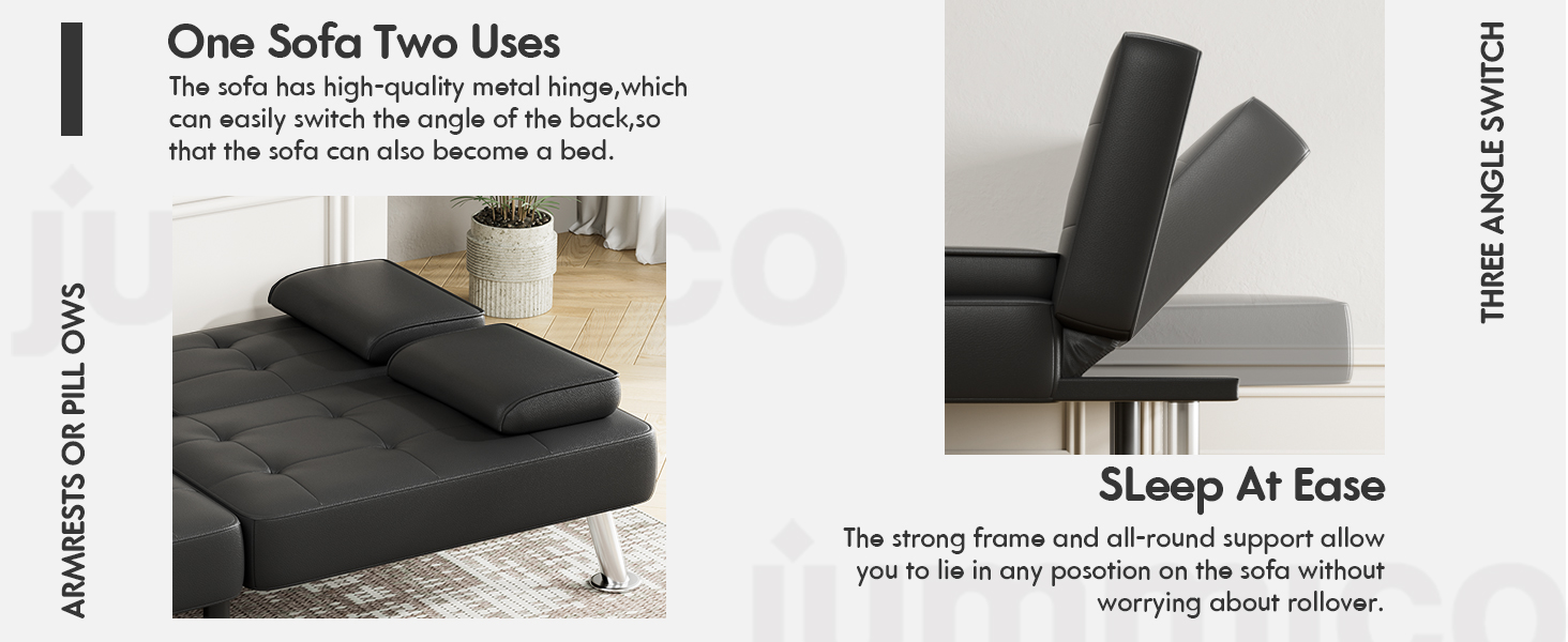 JUMMICO Modern Convertible Folding Futon Sofa Bed JUMMICO Modern Convertible Folding Futon Sofa Bed