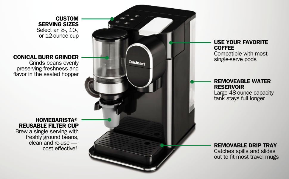 Cuisinart Single Serve Coffee Maker + Coffee Grinder