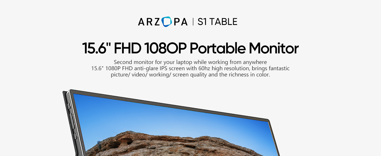 ARZOPA Portable Monitor,15.6'' 1080P FHD Laptop Monitor