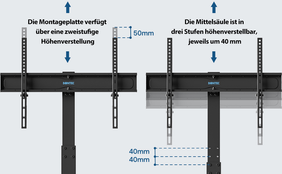 BONTEC TV Stand with Wheels for 30-70 inch Plasma/LCD/LED Screens up to 40 kg,6 Height Adjustments with 3 Tier Tempered Glass Shelves,MAX VESA 600 x 400 mm BONTEC TV Stand with Wheels for 30-70 inch Plasma/LCD/LED Screens up to 40 kg,6 Height Adjustments with 3 Tier Tempered Glass Shelves,MAX VESA 600 x 400 mm