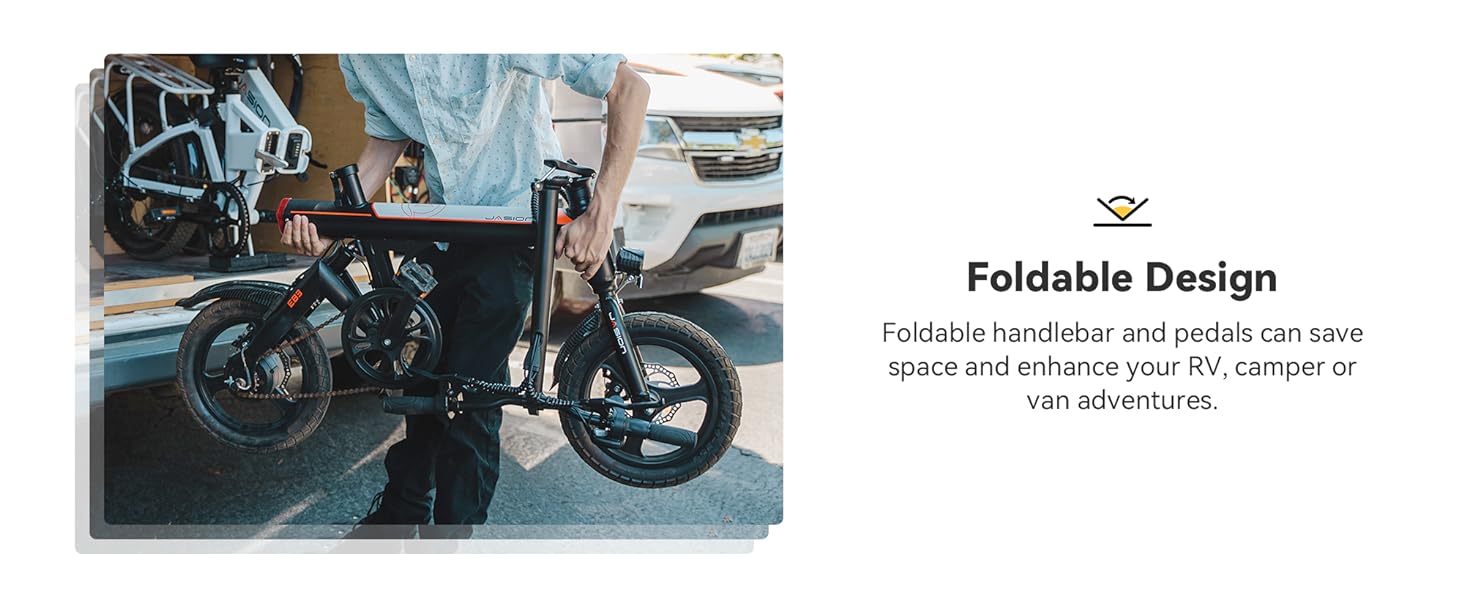 Jasion EB3 Electric Bike Adults 21mph,500W Peak Motor,270Wh Battery,Rear Suspension,3 Levels Assist,14