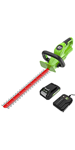 Greenworks G40HT61K2 Cordless Hedge Trimmer,61cm Dual Action Blades,Cuts up to 27mm Thick Branches and Stems,3000spm,40V 2Ah Battery & Charger,3 Year Guarantee