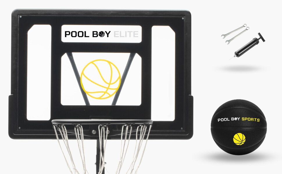 All-In-One Pool Basketball Hoop ?C Includes Composite Basketball,Air Pump,& Tools ?C Matte Black Heavy Duty Set ?C Adjustable Poolside Basketball Goal ?C Made for Kids,Teens,& Adults All-In-One Pool Basketball Hoop ?C Includes Composite Basketball,Air Pump,& Tools ?C Matte Black Heavy Duty Set ?C Adjustable Poolside Basketball Goal ?C Made for Kids,Teens,& Adults