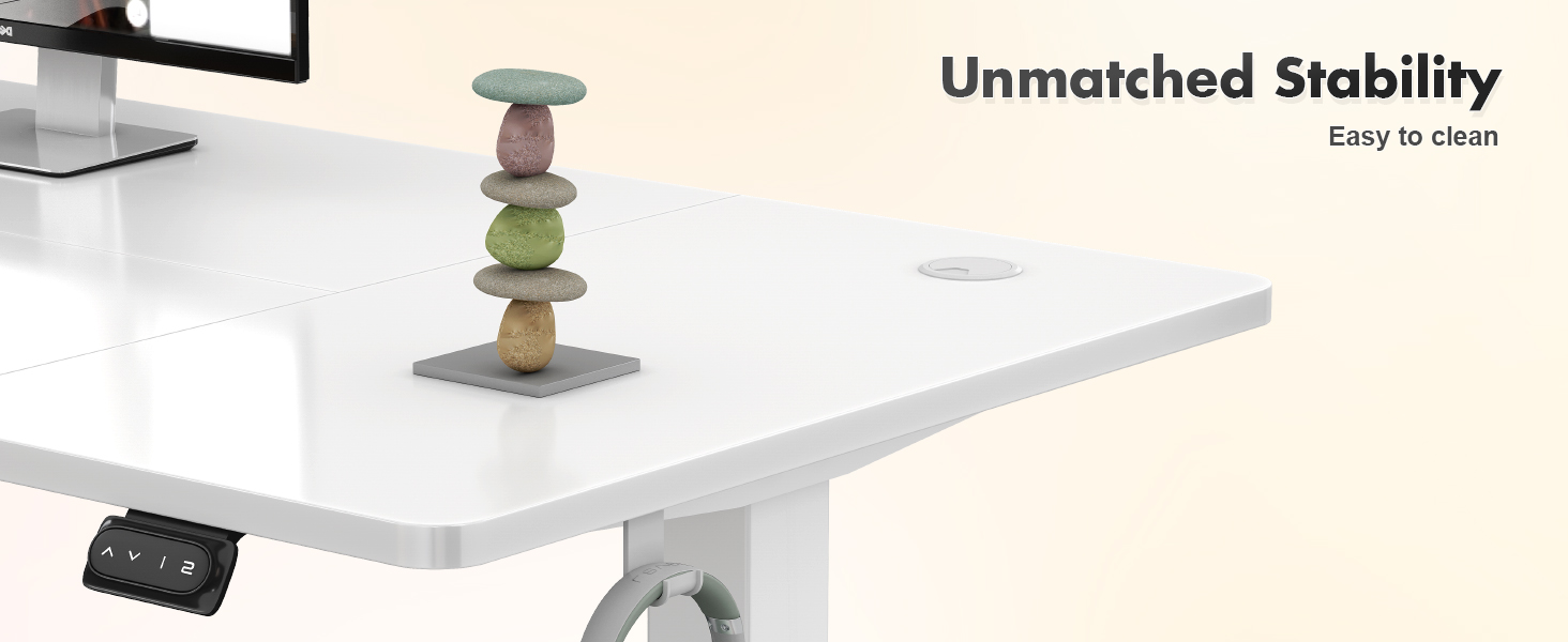 Devoko Electric Standing Desk 120x60cm Sit Stand Height Adjustable Desk with Steel Table Frame Backpack Hook and Memory Smart Pannel,White