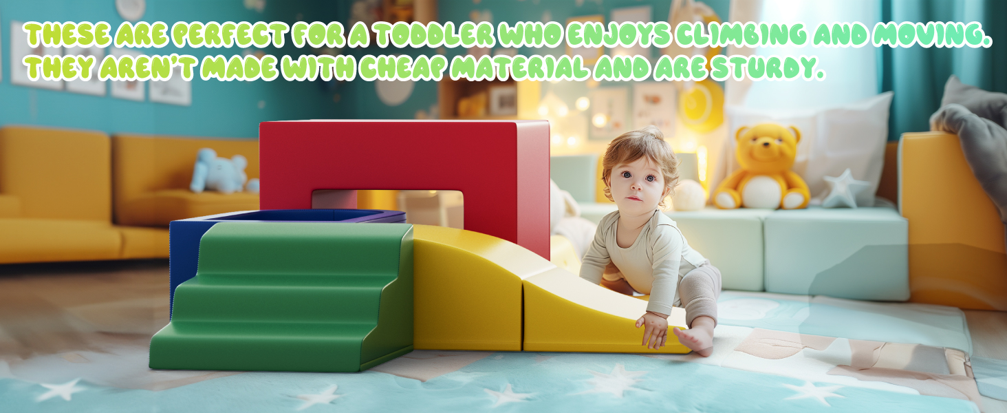 Piece PU Leather Toddler Climbing Toys Indoor,Foam Climbing Blocks for Toddlers 1-3,Soft Play Climbing for Toddlers,Climb and Crawl Foam Playset (PU Waterproof)