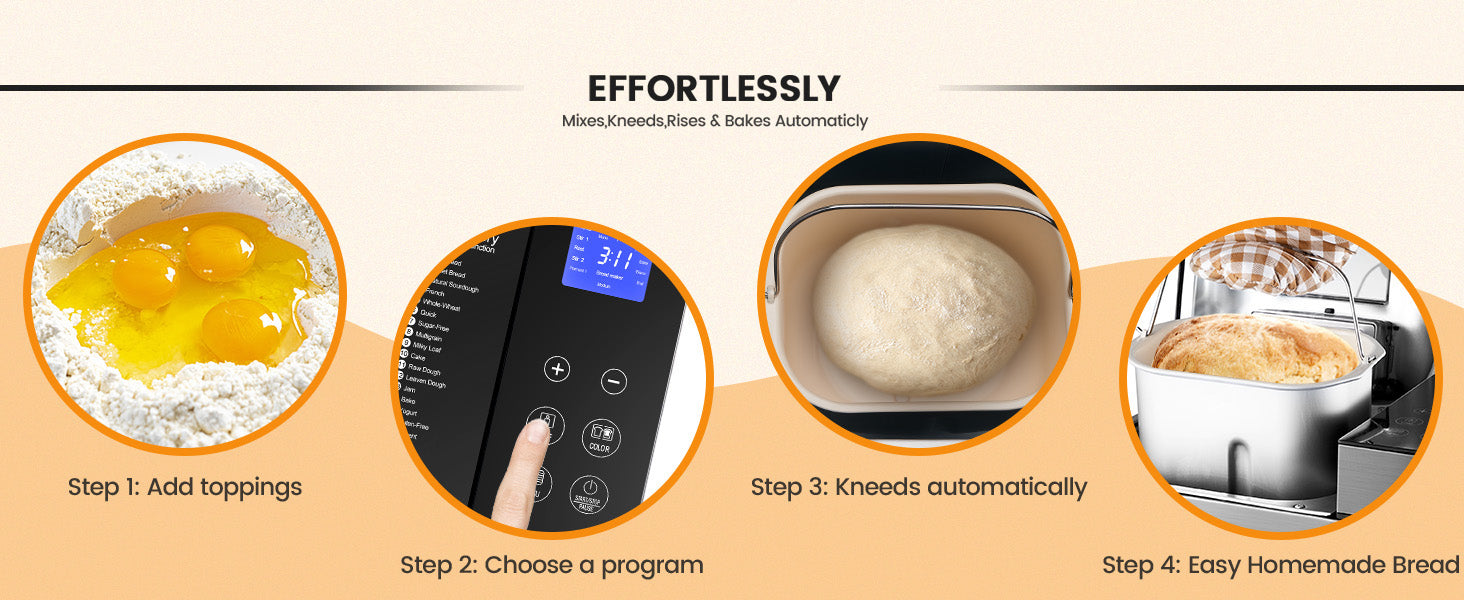 KBS 17-in-1 Stainless Steel Bread Machine with Dual Heaters KBS 17-in-1 Stainless Steel Bread Machine with Dual Heaters