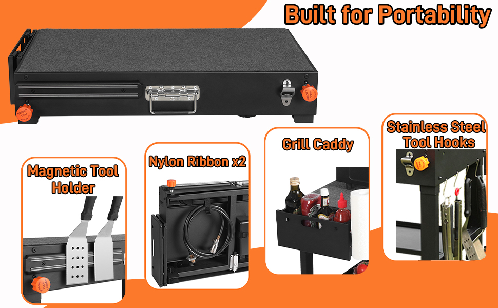 Grill Table for Blackstone Griddle,Portable Griddle Table with Caddy - Fit 17??or 22??Other Tabletop Grill,Foldable Ninja Grill Stand& Blackstone Griddle Stand for Outdoor Tailgating-Camping