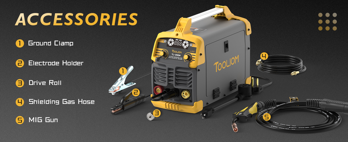 TOOLIOM 200M 3 in 1 Flux MIG Welder 110 / 220V Dual Voltage