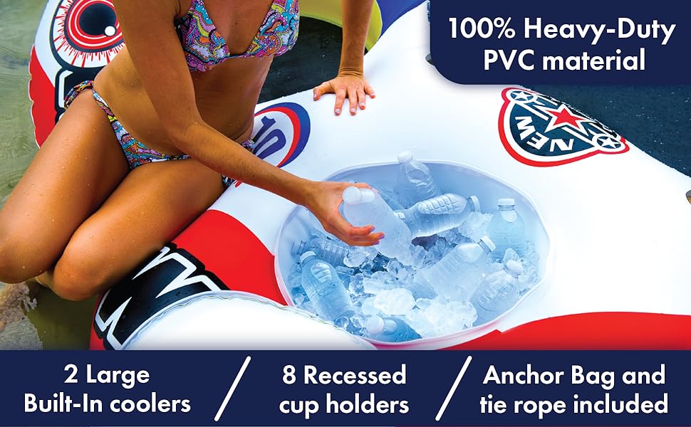 Inflatable Floating Island For Up To 10 people - Water Raft Tube For Adults