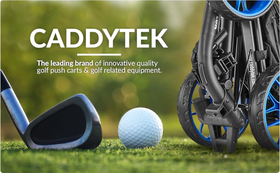 3Wheel Golf Push Cart - Golf Trolley Foldable Collapsible Lightweight Pushcart with Foot Brake - Easy to Open & Close