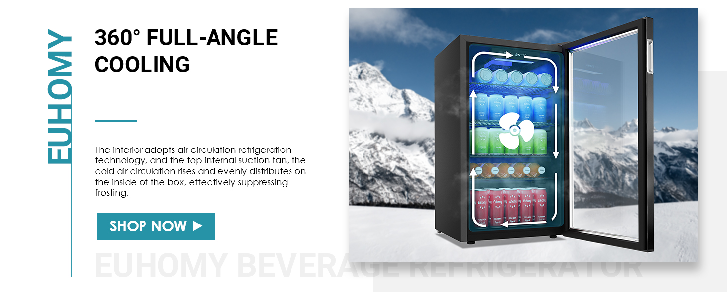 EUHOMY Beverage Refrigerator,126 Can Mini fridge with Glass Door