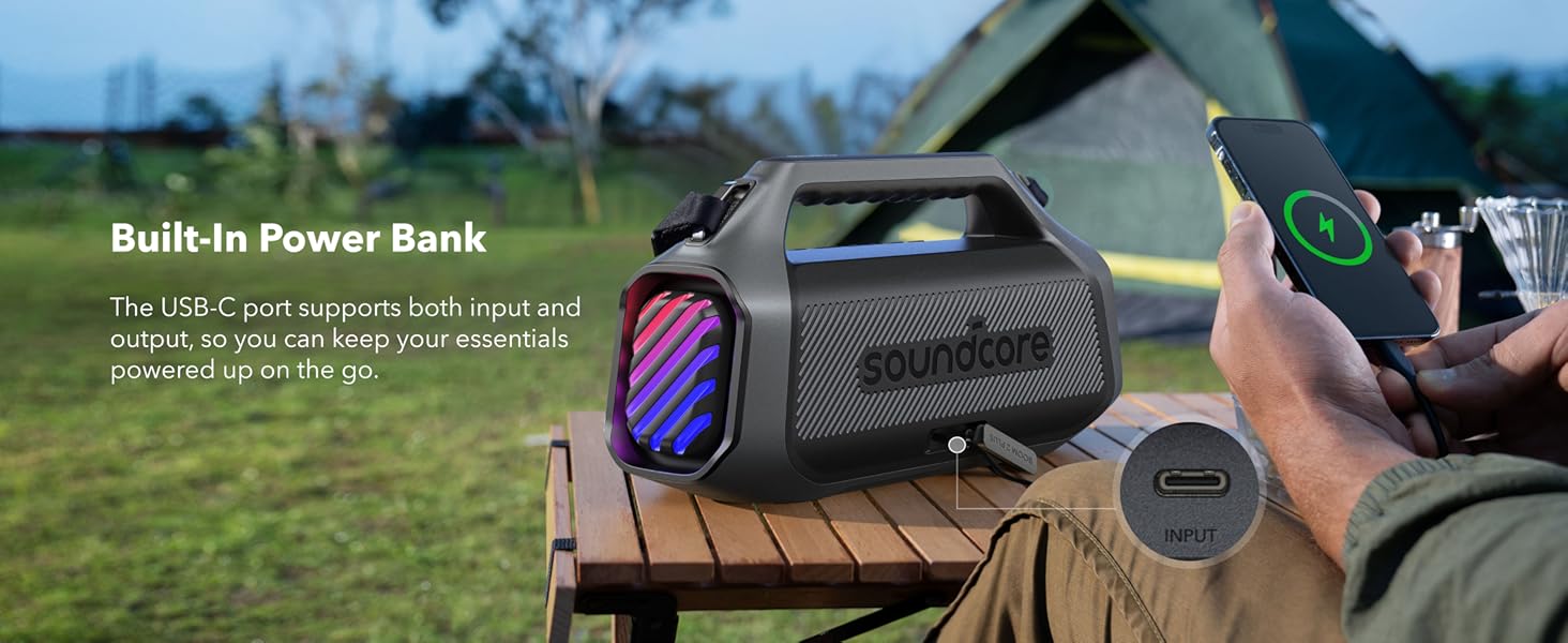 Anker Soundcore Boom 2 Plus Outdoor Speaker,Bluetooth Speaker with 140W,2+2 Channel,BassUp 2.0,20H,Fast Charge,IPX7 Waterproof,RGB Lights,USB-C,Power Bank,for Camping,Beach,Garden Anker Soundcore Boom 2 Plus Outdoor Speaker,Bluetooth Speaker with 140W,2+2 Channel,BassUp 2.0,20H,Fast Charge,IPX7 Waterproof,RGB Lights,USB-C,Power Bank,for Camping,Beach,Garden