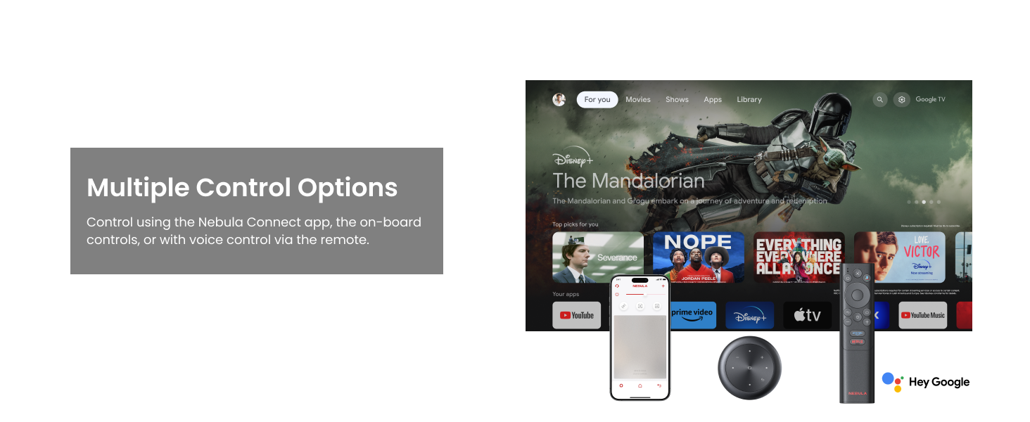 NEBULA Capsule 3 1080p Mini Projector,Smart 200 ANSI-Lumen Portable Projector with Official Google TV,Built-In Netflix,Dolby Digital,120-Inch Picture,Built-In Battery with 2.5 Hours of Playtime