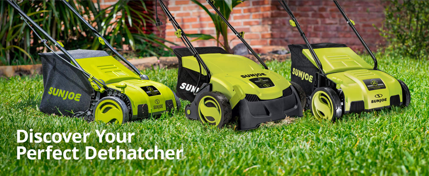 AJ805E 15-Inch 13-Amp Electric Dethatcher and Scarifier w/Removeable 13.2-Gal Collection Bag,5-Position Height Adjustment,Airboost Technology Increases Lawn Health,Green