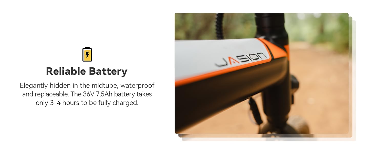 Jasion EB3 Electric Bike Adults 21mph,500W Peak Motor,270Wh Battery,Rear Suspension,3 Levels Assist,14