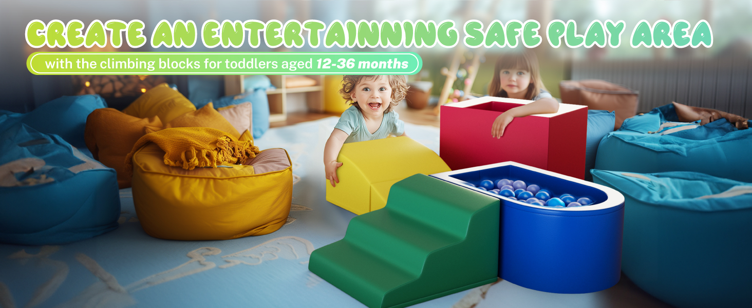 Piece PU Leather Toddler Climbing Toys Indoor,Foam Climbing Blocks for Toddlers 1-3,Soft Play Climbing for Toddlers,Climb and Crawl Foam Playset (PU Waterproof)