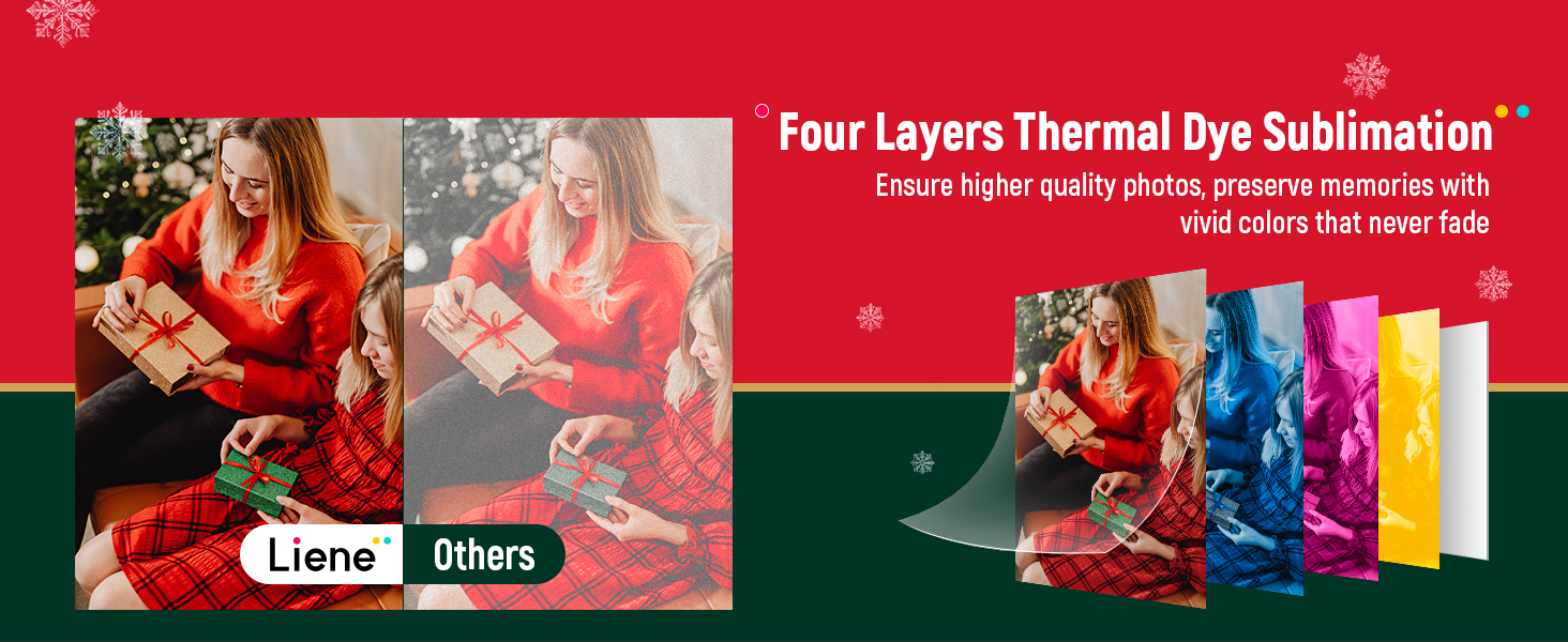 Liene 4x6'' Photo Printer,100 Sheets,Full-Color Photo,for iPhone Android