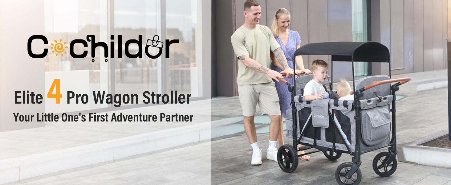 Elite Pro All-Terrain 4 Seater Wagon Stroller for Kids - Heavy-Duty 300lb Capacity,One-Hand Fold Design,High Seats with 5-Point Harness,Adjustable Canopy and Handlebars,Light Grey Elite Pro All-Terrain 4 Seater Wagon Stroller for Kids - Heavy-Duty 300lb Capacity,One-Hand Fold Design,High Seats with 5-Point Harness,Adjustable Canopy and Handlebars,Light Grey
