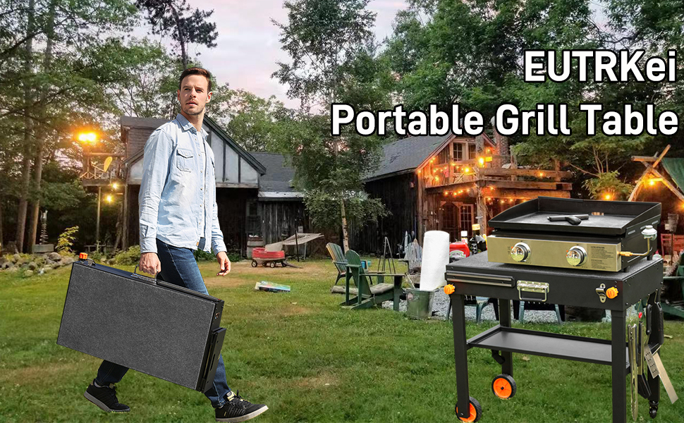 Grill Table for Blackstone Griddle,Portable Griddle Table with Caddy - Fit 17??or 22??Other Tabletop Grill,Foldable Ninja Grill Stand& Blackstone Griddle Stand for Outdoor Tailgating-Camping