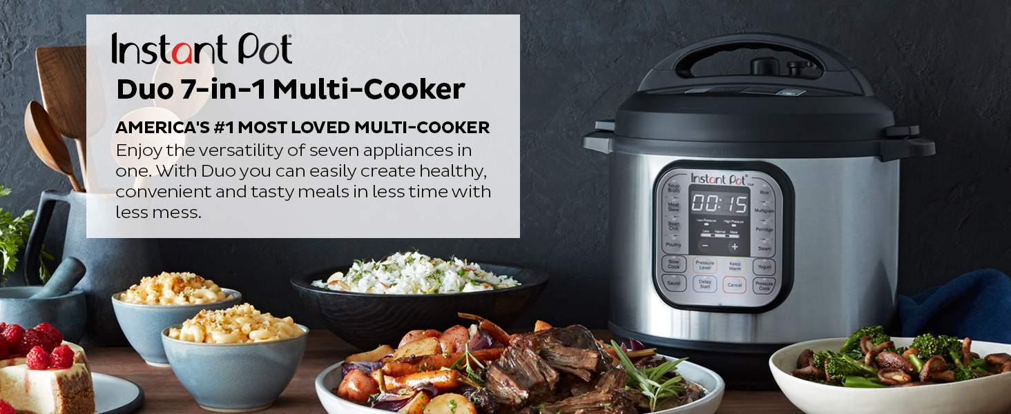 Instant Pot Duo 6 Qt Electric Pressure Cooker 7-In-1 with Easy-Release Steam Switch