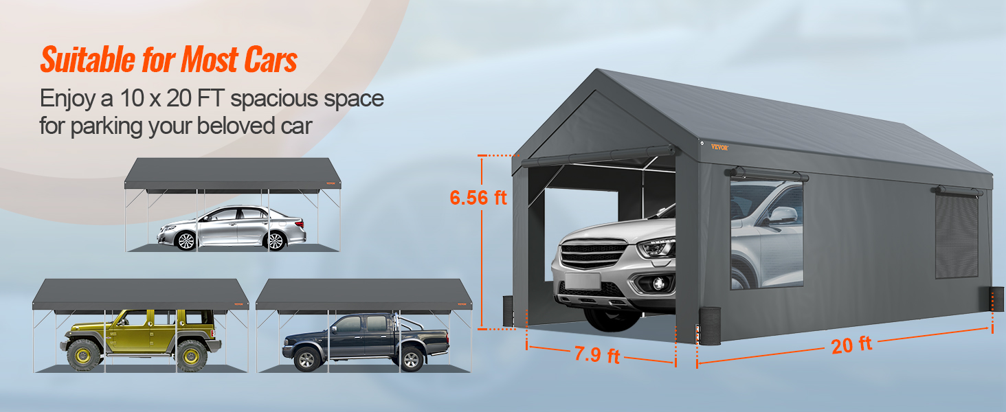 VEVOR Carport 10x20ft,Car Canopy Portable Garage
