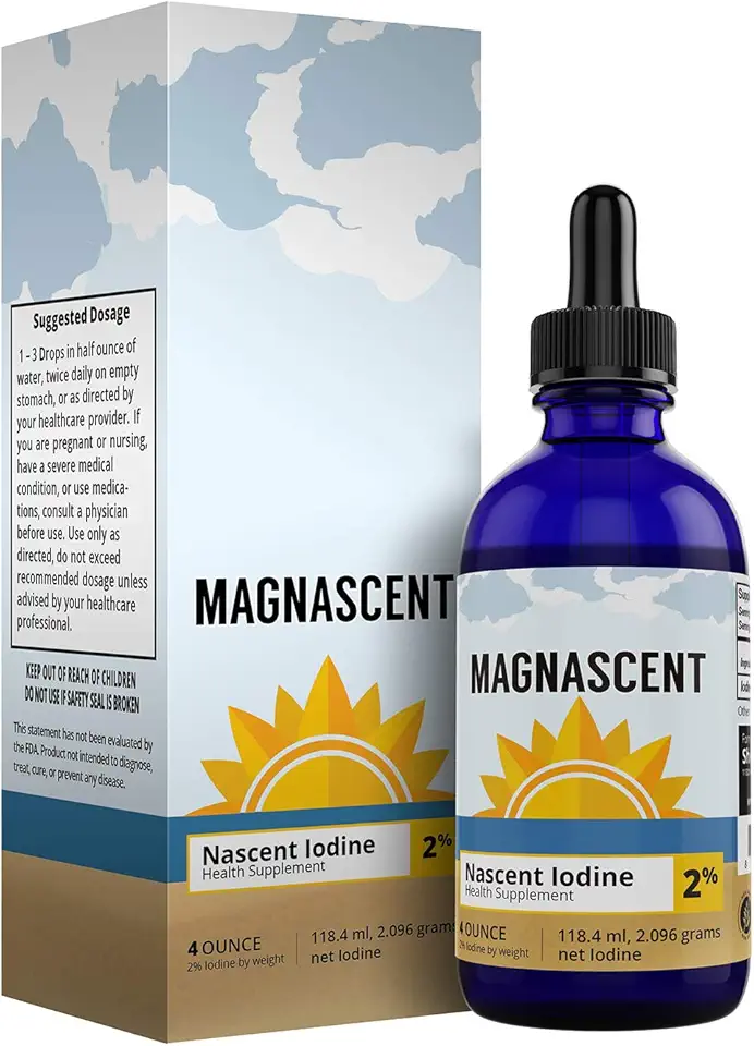 Sponsored Ad - Nascent Iodine Organic Daily Health Supplement High Potency 2% Concentrated Liquid Iodine Drops Supports Energy & Metabolism (4oz/118.4ml) - Kansas Nuitrition